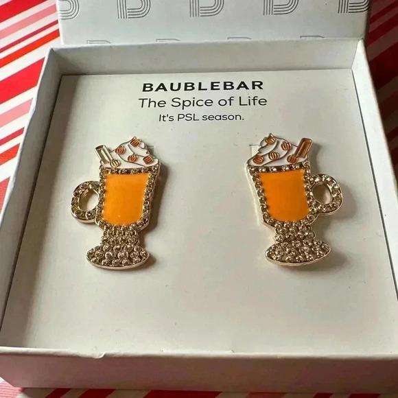 BaubleBar Earrings Spice of Life Pumpkin Latte post earrings NEW - Picture 1 of 8